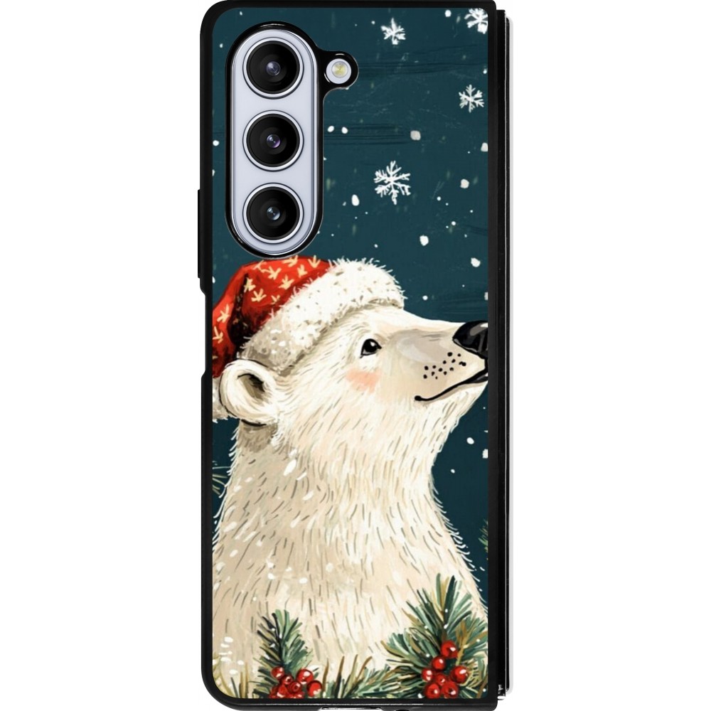 Coque Samsung Galaxy Z Fold5 - Silicone rigide noir Christmas 25 Bear