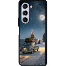 Coque Samsung Galaxy Z Fold5 - Silicone rigide noir Christmas 25 Car with Tree Xmas