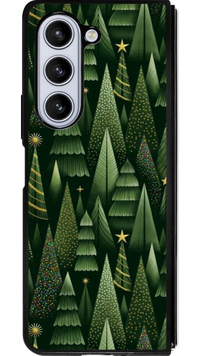 Coque Samsung Galaxy Z Fold5 - Silicone rigide noir Christmas 25 Pattern Xmas Tree