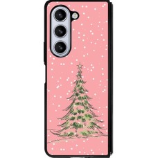 Coque Samsung Galaxy Z Fold5 - Silicone rigide noir Christmas 25 Pink Tree