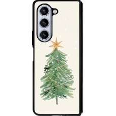 Coque Samsung Galaxy Z Fold5 - Silicone rigide noir Christmas 25 Sketch Tree