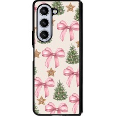 Coque Samsung Galaxy Z Fold5 - Silicone rigide noir Christmas 25 Vintage Ribbons