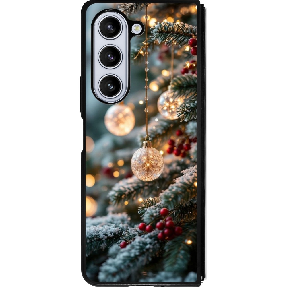 Coque Samsung Galaxy Z Fold5 - Silicone rigide noir Christmas 25 Xmas Decorated Tree