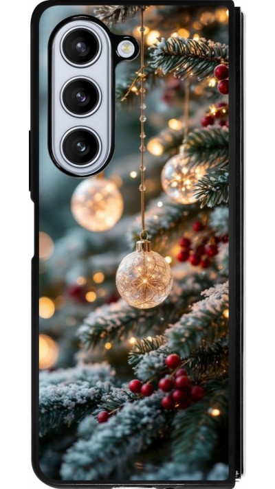 Coque Samsung Galaxy Z Fold5 - Silicone rigide noir Christmas 25 Xmas Decorated Tree