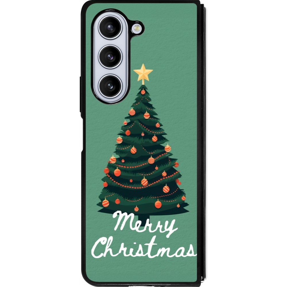 Coque Samsung Galaxy Z Fold5 - Silicone rigide noir Christmas 25 Xmas Tree