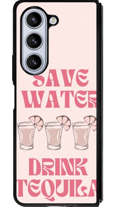 Coque Samsung Galaxy Z Fold5 - Silicone rigide noir Cocktail Save Water Drink Tequila