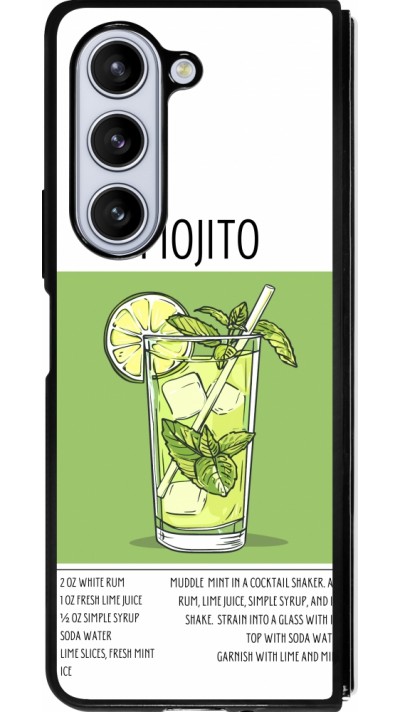 Coque Samsung Galaxy Z Fold5 - Silicone rigide noir Cocktail recette Mojito