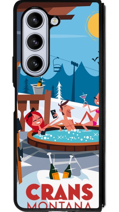 Coque Samsung Galaxy Z Fold5 - Silicone rigide noir Crans-Montana Mountain Jacuzzi