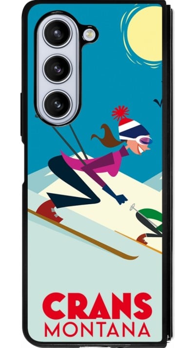 Coque Samsung Galaxy Z Fold5 - Silicone rigide noir Crans-Montana Ski Downhill