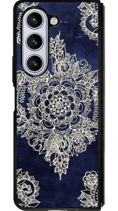 Coque Samsung Galaxy Z Fold5 - Silicone rigide noir Cream Flower Moroccan