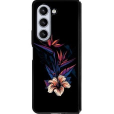 Samsung Galaxy Z Fold5 Case Hülle - Silikon schwarz Dark Flowers