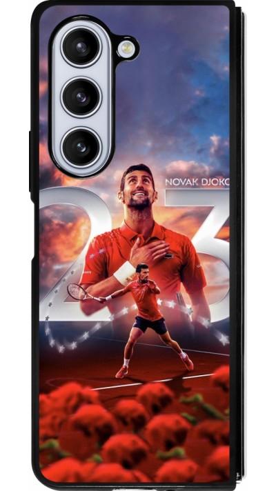 Coque Samsung Galaxy Z Fold5 - Silicone rigide noir Djokovic 23 Grand Slam
