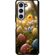 Coque Samsung Galaxy Z Fold5 - Silicone rigide noir Easter 2026 Decorated eggs