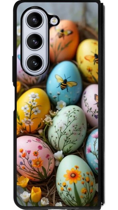 Coque Samsung Galaxy Z Fold5 - Silicone rigide noir Easter 2026 Eggs with bees