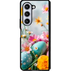 Coque Samsung Galaxy Z Fold5 - Silicone rigide noir Easter 2026 Eggs with flowers