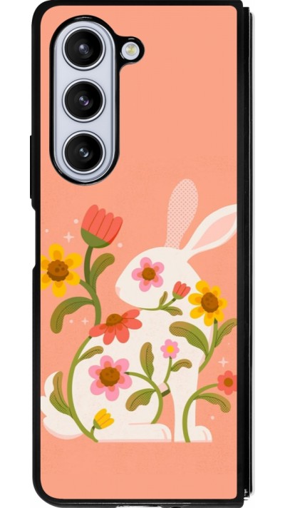 Coque Samsung Galaxy Z Fold5 - Silicone rigide noir Easter 2026 Rabbit collage