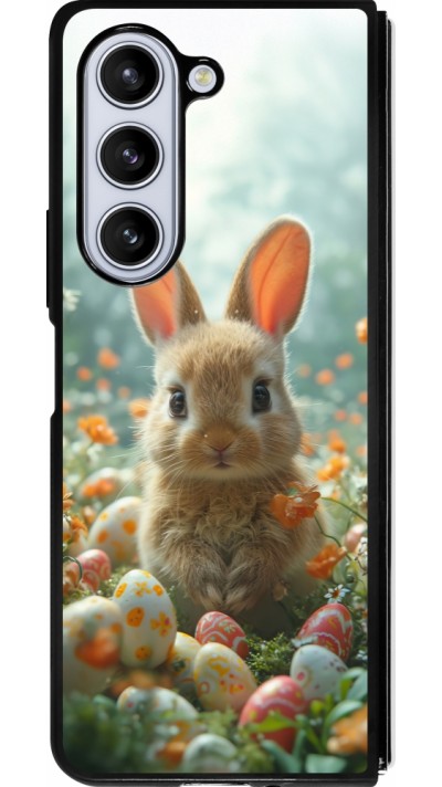 Coque Samsung Galaxy Z Fold5 - Silicone rigide noir Easter 2026 Rabbit in the garden