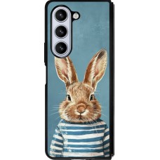 Coque Samsung Galaxy Z Fold5 - Silicone rigide noir Easter 2026 Rabbit navy