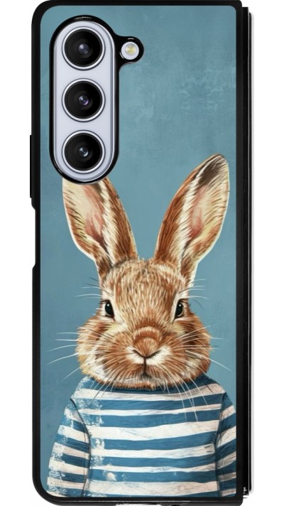Coque Samsung Galaxy Z Fold5 - Silicone rigide noir Easter 2026 Rabbit navy