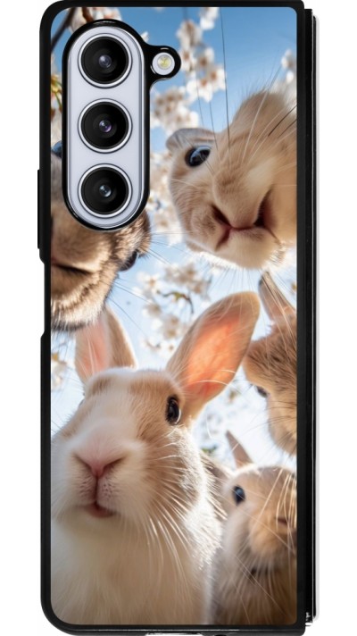 Coque Samsung Galaxy Z Fold5 - Silicone rigide noir Easter 2026 Rabbits