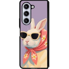 Coque Samsung Galaxy Z Fold5 - Silicone rigide noir Easter 2026 Rabbit with scarf