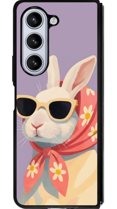 Coque Samsung Galaxy Z Fold5 - Silicone rigide noir Easter 2026 Rabbit with scarf