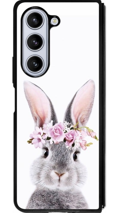 Coque Samsung Galaxy Z Fold5 - Silicone rigide noir Easter 2023 flower bunny
