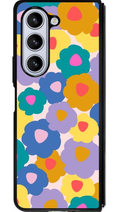 Coque Samsung Galaxy Z Fold5 - Silicone rigide noir Easter 2024 flower power