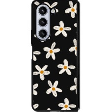 Samsung Galaxy Z Fold5 Case Hülle - Silikon schwarz Easter 2024 white on black flower