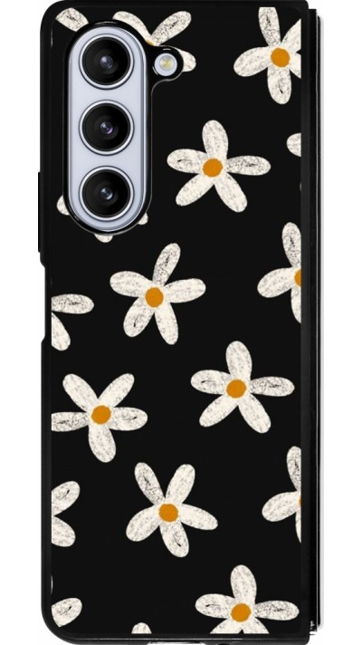 Samsung Galaxy Z Fold5 Case Hülle - Silikon schwarz Easter 2024 white on black flower