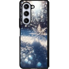 Coque Samsung Galaxy Z Fold5 - Silicone rigide noir Flocon Solaire Éclat