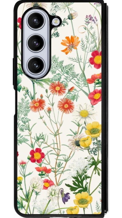 Coque Samsung Galaxy Z Fold5 - Silicone rigide noir Flora Botanical Wildlife