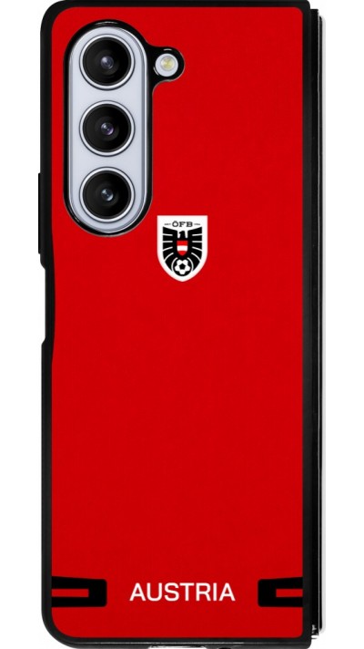 Coque Samsung Galaxy Z Fold5 - Silicone rigide noir Maillot de football Autriche 2026 personnalisable