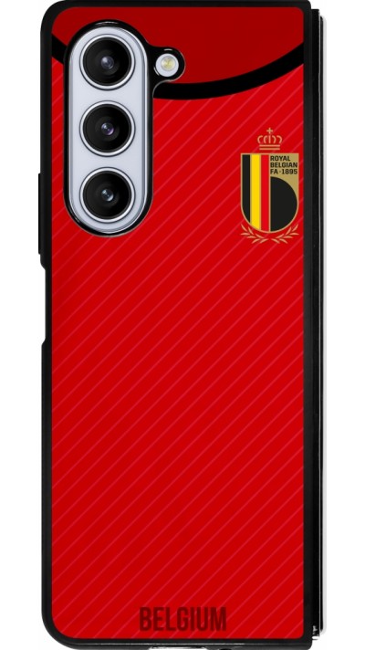 Coque Samsung Galaxy Z Fold5 - Silicone rigide noir Maillot de football Belgique 2022 personnalisable