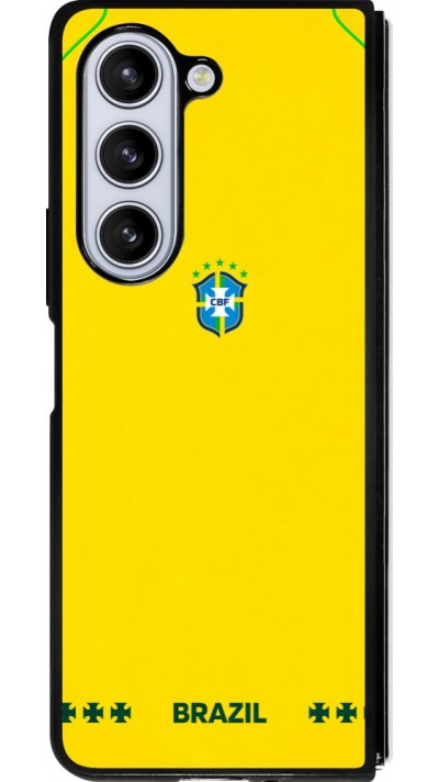 Coque Samsung Galaxy Z Fold5 - Silicone rigide noir Maillot de football Bresil 2026 personnalisable