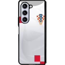 Coque Samsung Galaxy Z Fold5 - Silicone rigide noir Maillot de football Croatie 2022 personnalisable