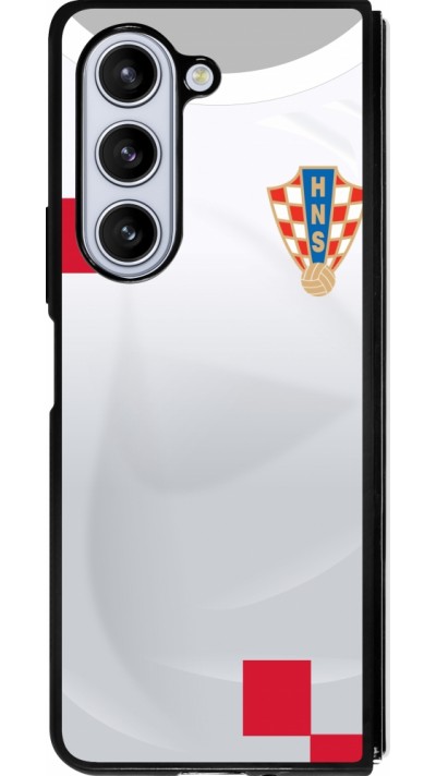 Coque Samsung Galaxy Z Fold5 - Silicone rigide noir Maillot de football Croatie 2022 personnalisable