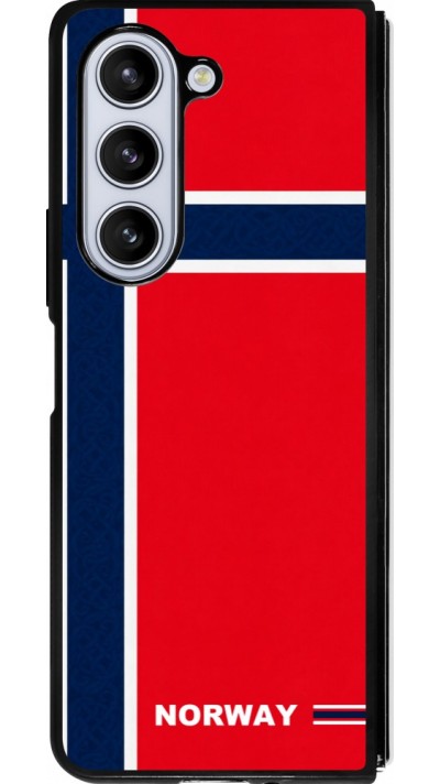 Coque Samsung Galaxy Z Fold5 - Silicone rigide noir Maillot de football Norvège 2026 personnalisable