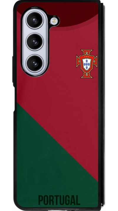 Coque Samsung Galaxy Z Fold5 - Silicone rigide noir Maillot de football Portugal 2022