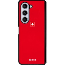 Coque Samsung Galaxy Z Fold5 - Silicone rigide noir Maillot de football Suisse 2026 personnalisable