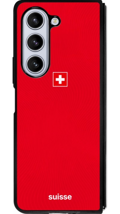 Coque Samsung Galaxy Z Fold5 - Silicone rigide noir Maillot de football Suisse 2026 personnalisable