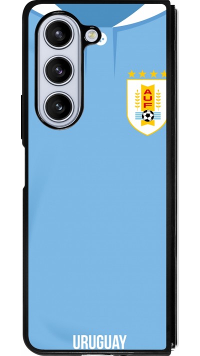 Coque Samsung Galaxy Z Fold5 - Silicone rigide noir Maillot de football Uruguay 2022 personnalisable