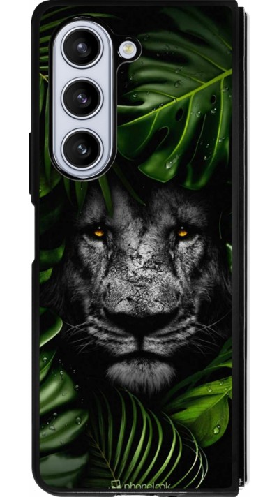 Coque Samsung Galaxy Z Fold5 - Silicone rigide noir Forest Lion