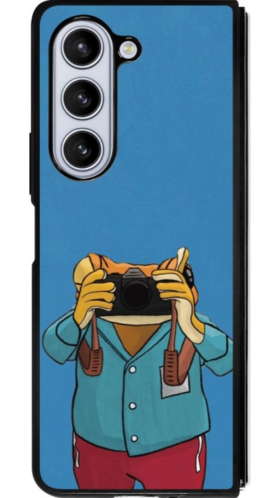 Coque Samsung Galaxy Z Fold5 - Silicone rigide noir Frog with camera DTMF