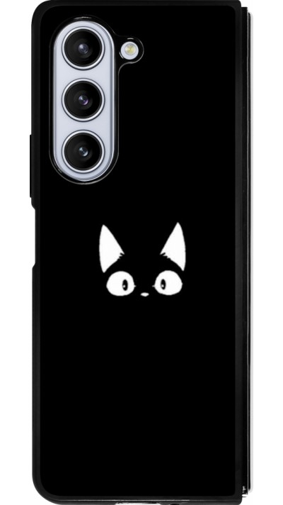 Samsung Galaxy Z Fold5 Case Hülle - Silikon schwarz Funny cat on black