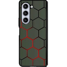 Coque Samsung Galaxy Z Fold5 - Silicone rigide noir Geometric Line red