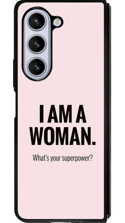 Coque Samsung Galaxy Z Fold5 - Silicone rigide noir I am a woman