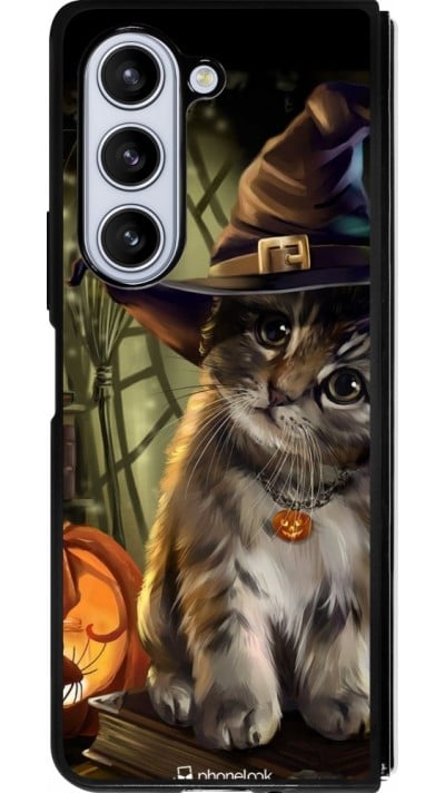 Samsung Galaxy Z Fold5 Case Hülle - Silikon schwarz Halloween 21 Witch cat