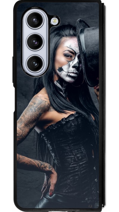 Coque Samsung Galaxy Z Fold5 - Silicone rigide noir Halloween 22 Tattooed Girl