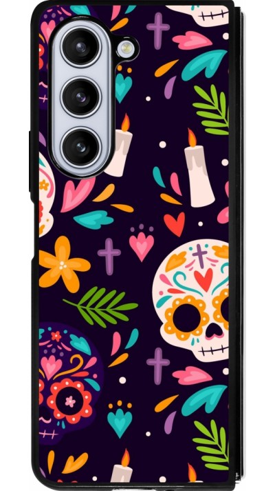 Samsung Galaxy Z Fold5 Case Hülle - Silikon schwarz Halloween 2023 mexican style
